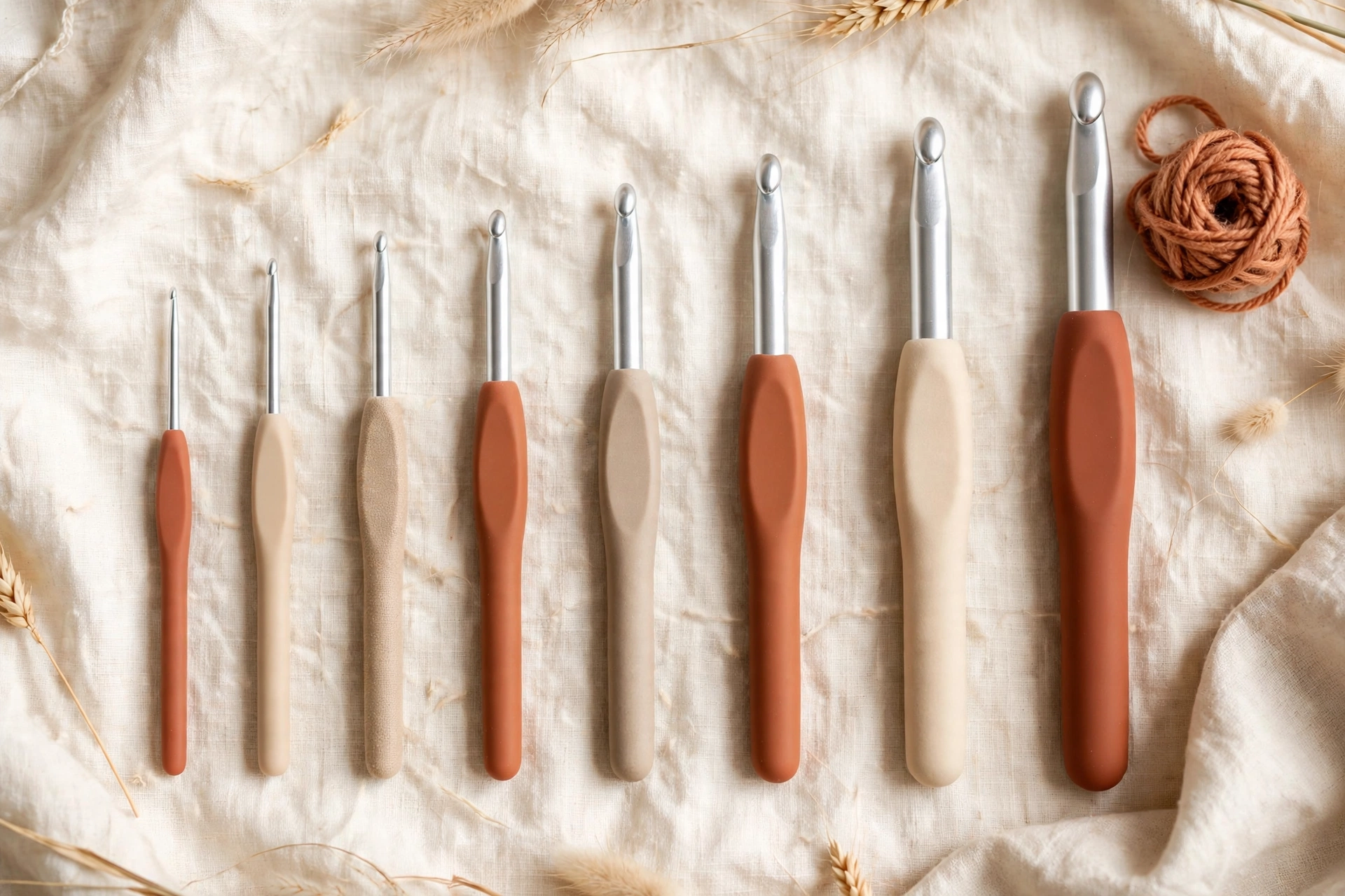 Comparison of crochet hook sizes side by side